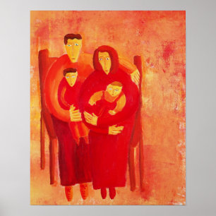 Färggrafik för familjesäten i modern Porträtt Poster