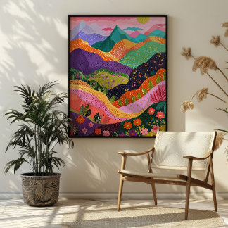 Färggrafik i abstrakt - bergsmiljö poster