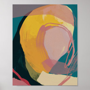 Färggrafik i modern Abstrakt - Gultens Rosa blå Poster