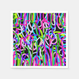 Färggrafik med skript på svart pappersservett