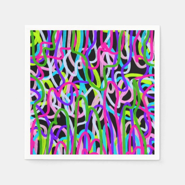 Färggrafik med skript på svart pappersservett (Framsidan)