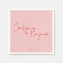 Färggrafik Modern Boho Rosa Red Script Bröllop