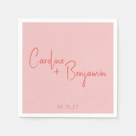 Färggrafik Modern Boho Rosa Red Script Bröllop Pappersservett