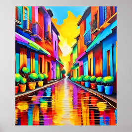 Färggrafik på gatuscen poster
