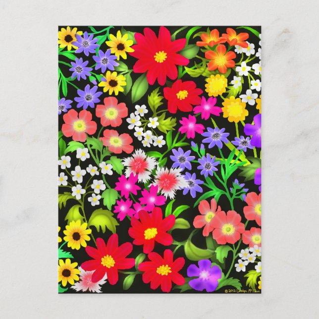 Färggranat av trädgårdsblommor vykort (Framsida)