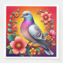 Färggranduva omringad av Vibrant Flowers Pappersservett