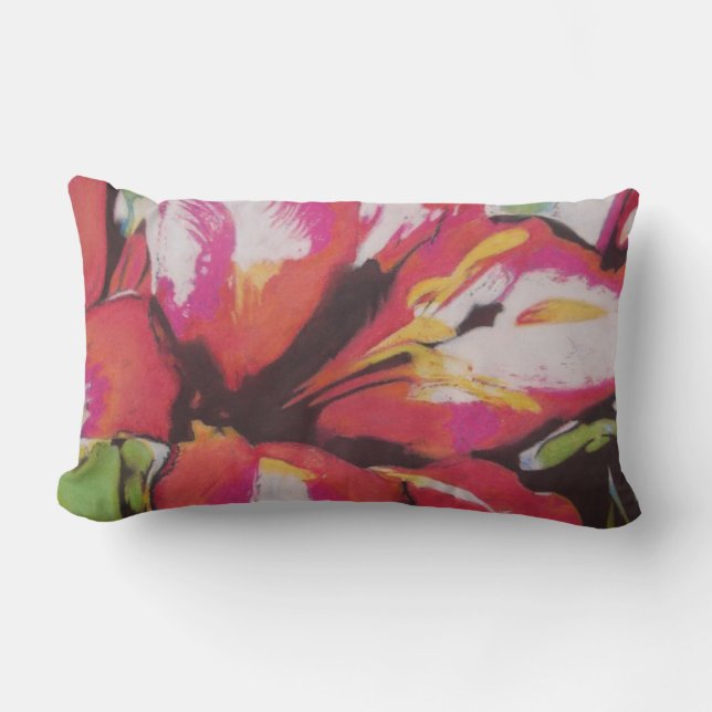färggrann abstrakt blomma bild lumbarkudde (Framsida)