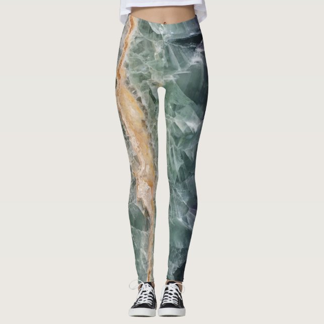 Färggrann gomsten med stripe Fluorite Photo Gem Leggings (Framsida)