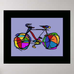 färggrann väggdekator för cyklar poster