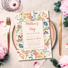 Färggranna Eleganta Vilda Blommor Morsdagsbrunch Inbjudningar