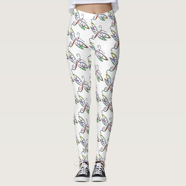 Färggranna trollsländor leggings (Framsida)