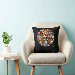 Färggranna vårblommor poppar träd Whimsical Chic Kudde