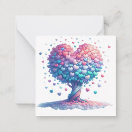 Färggrant hjärtformat träd  anteckningskort