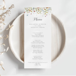 Färggrättad Vild Blommor Calligraphy Dinner Meny