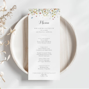 Färggrättad Vild Blommor Calligraphy Dinner Meny