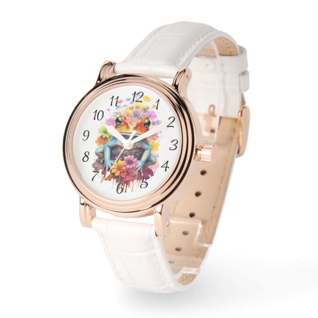 Färggrodor med blommor armbandsur (Vinkel)