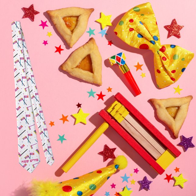 Färggrogger Hebrew Lycklig Purim Tie Slips (Skapare uppladdad)