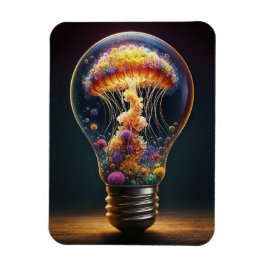 Färggul manellyfisklampa drömmande oceanmagi magnet