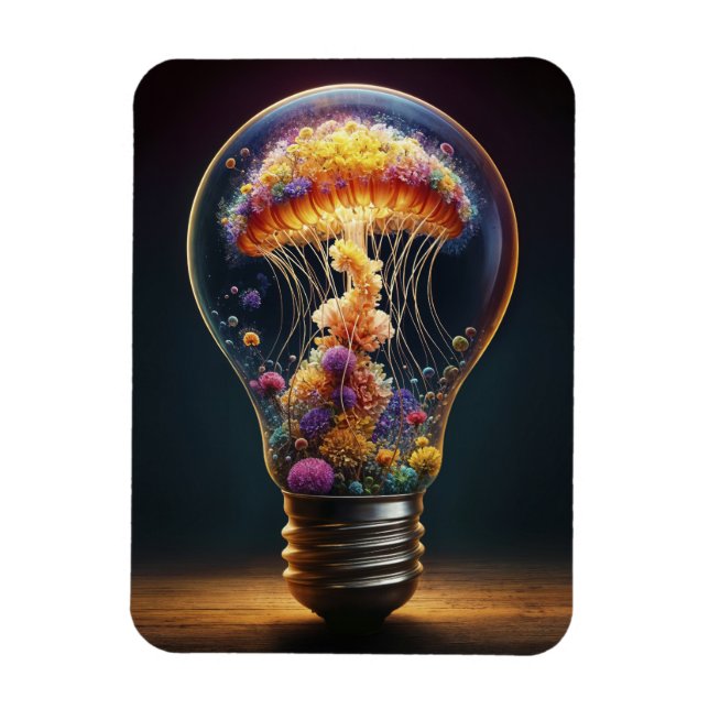 Färggul manellyfisklampa drömmande oceanmagi magnet (Vertikal)