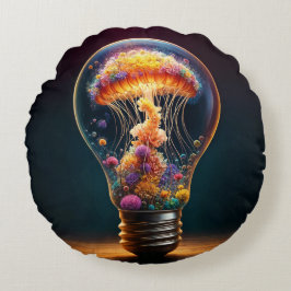 Färggul manellyfisklampa drömmande oceanmagi rund kudde