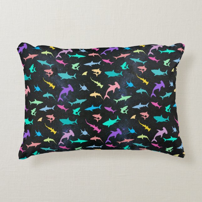 Färghaj under havsgradienten Party Prydnadskudde (Framsidan)