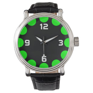Färghalvmåne - Grön på svart Armbandsur