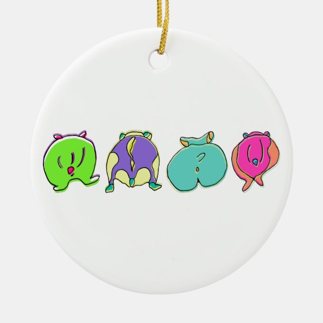 Färghamsterknapp Julgransprydnad Keramik (Framsidan)