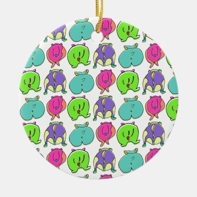 Färghamsterknapp Mönster Julgransprydnad Keramik (Framsidan)