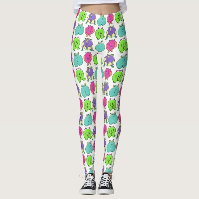 Färghamsterknapp Mönster Leggings (Framsida)