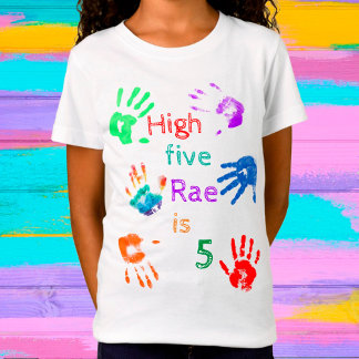 Färghandavtryck födelsedag med Personlig Namn T Shirt