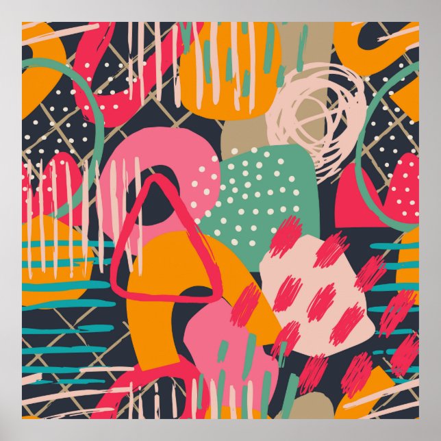 FärghandRitadSamtemporär ljusgrunge Art 1 Poster (Framsidan)