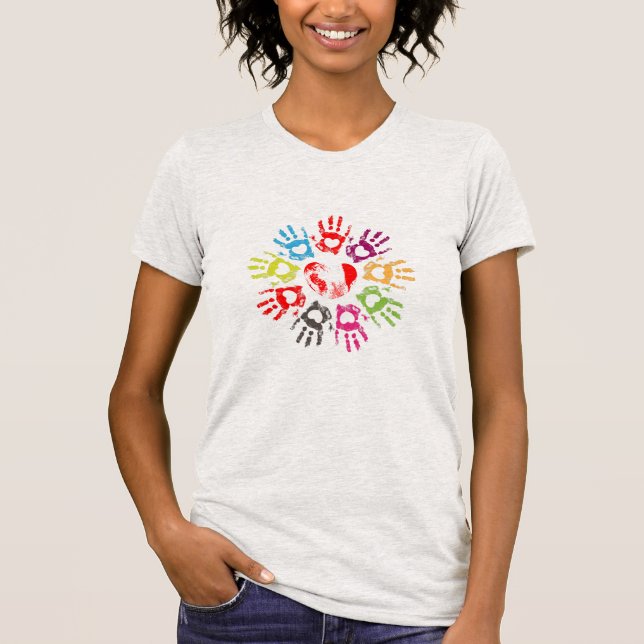 Färghandsutskrifter och -utskrifter t-shirt (Framsida)