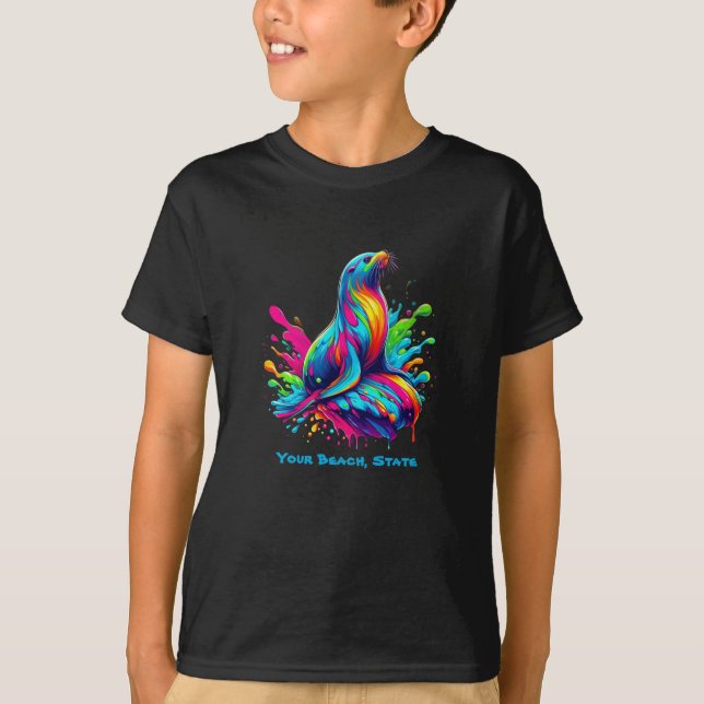Färghav Lejona Stänk T Shirt (Framsida)