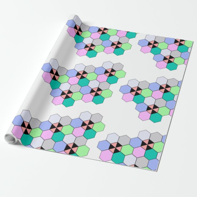 FÄRGHEXAGONFORMER PRESENTPAPPER (Utrullad)