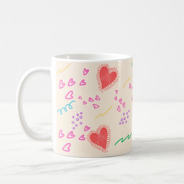 Färghjärtan mönster kaffemugg (Vänster)