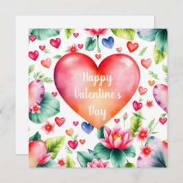 Färghjärtan och lotus blommor Alla hjärtans dag Julkort