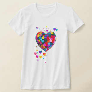 Färghjärtan, vackra och söta t shirt