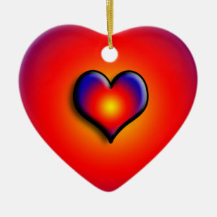 FÄRGHJÄRTAT JULGRANSPRYDNAD KERAMIK