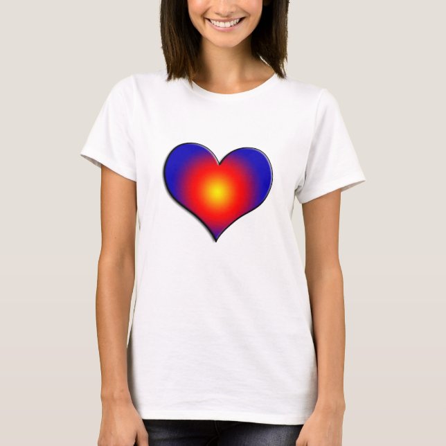 FÄRGHJÄRTAT, röd blå T Shirt (Framsida)