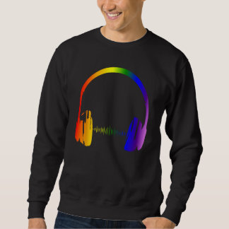 Färghörlurar Rainbow Party Techno Radio Nig Lång Ärmad Tröja