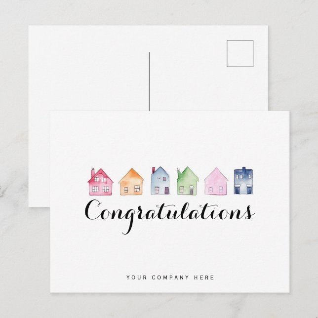 Färghus Gratulerara Real Gods New Homeowner Vykort (Fram/baksida)