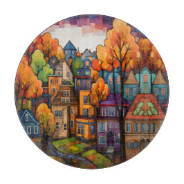 Färghus och träd i fall