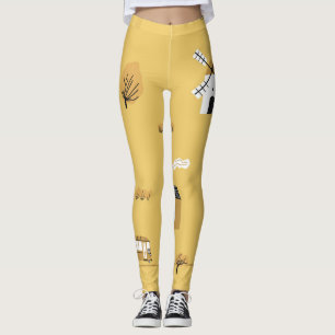 Färghus, träd, hästlandskap leggings