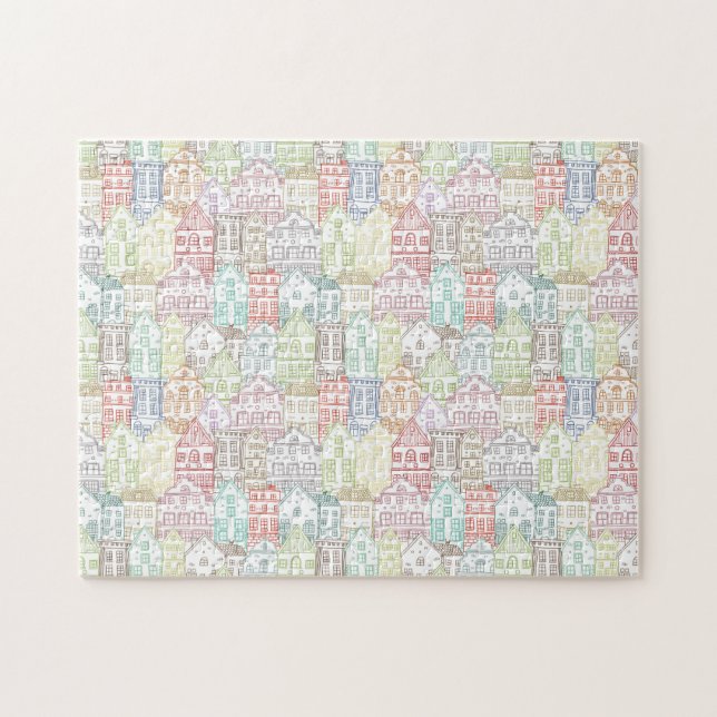 Färghusets linjekonst mönster pussel (Horisontell)