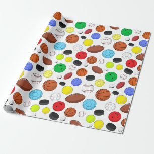 Färgidrott Bollar Random Mönster Presentpapper