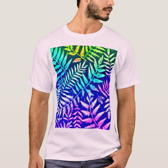 Färgig Fern Mönster T Shirt (Framsida)