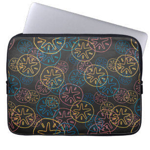 Färgig Mönster i Sand-dollar på svart Laptop Sleeve