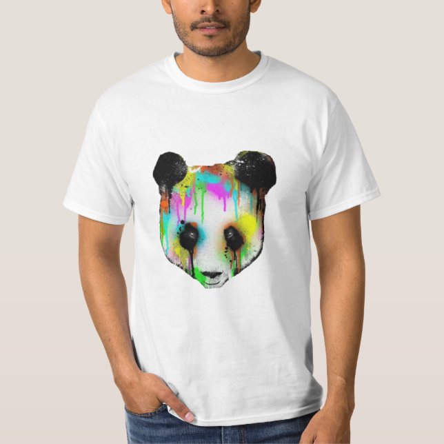 Färgig panda ansikte t shirt (Framsida)