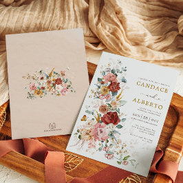 Färgiga Bohemian Garden Flower Bröllop Inbjudningar