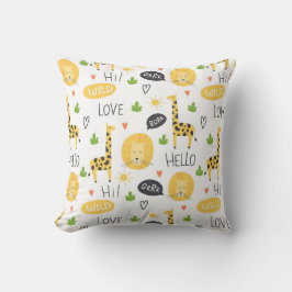 Färgiga Doodle Giraffes och Ord Kudde